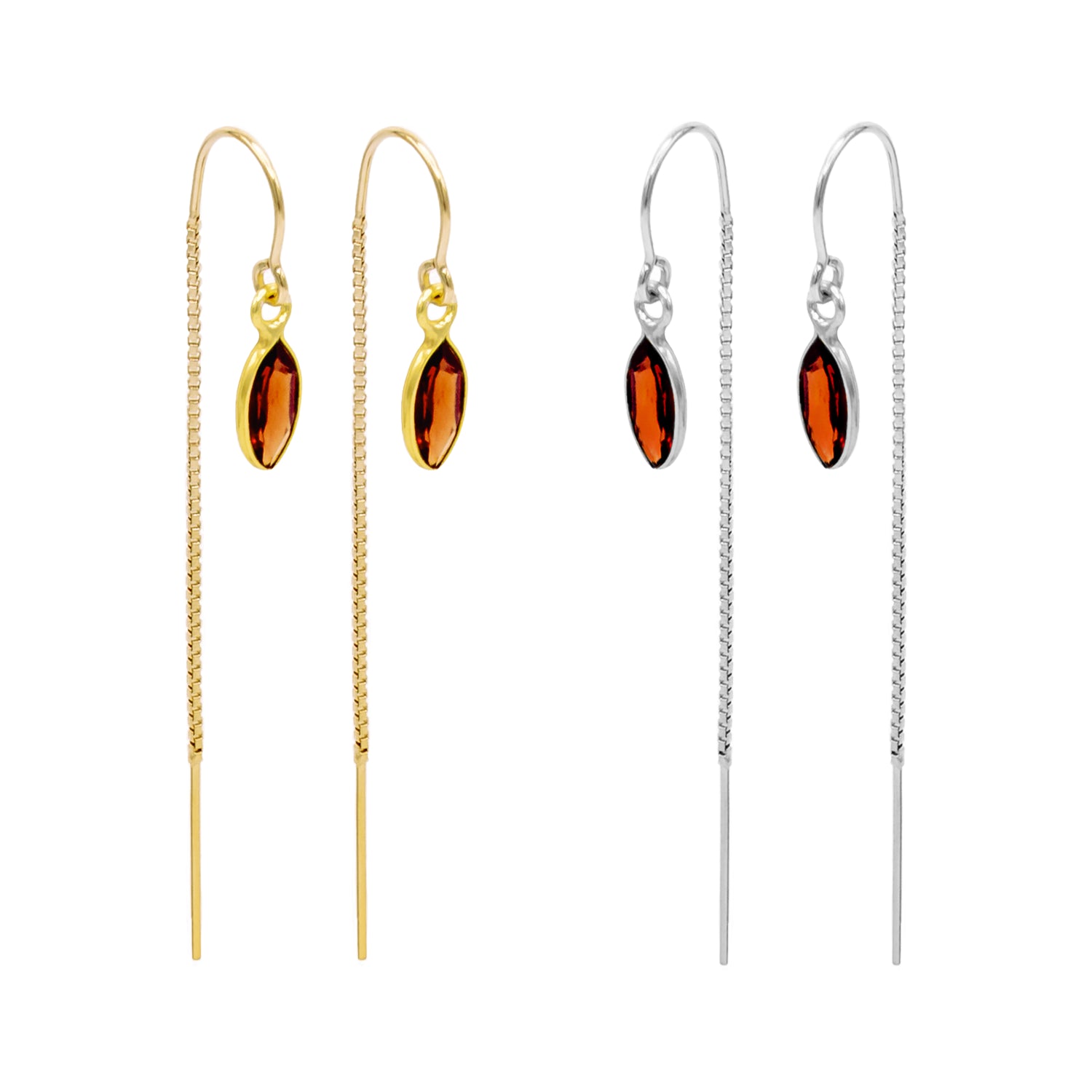 Garnet Marquise Bezel Threaders