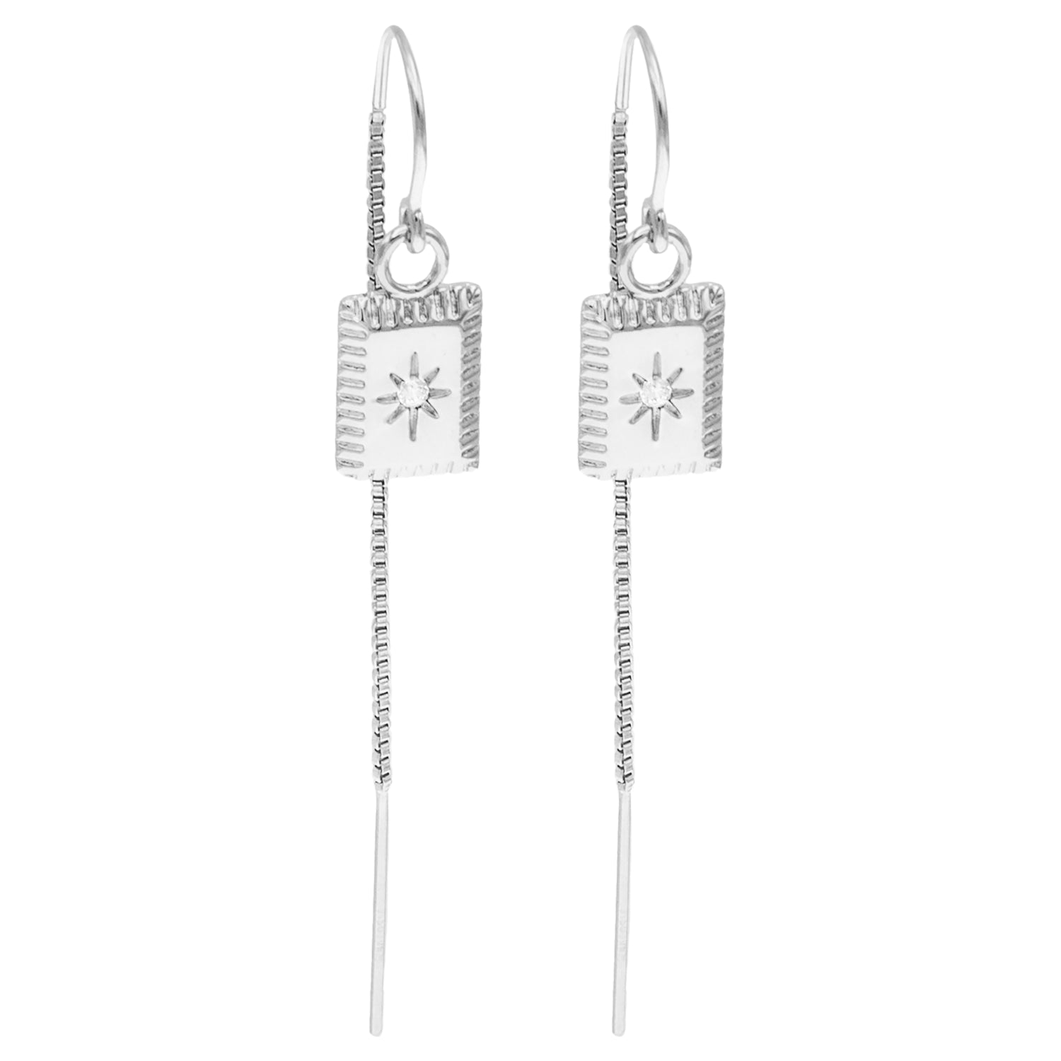 Starburst Diamond Bar Threader Earrings