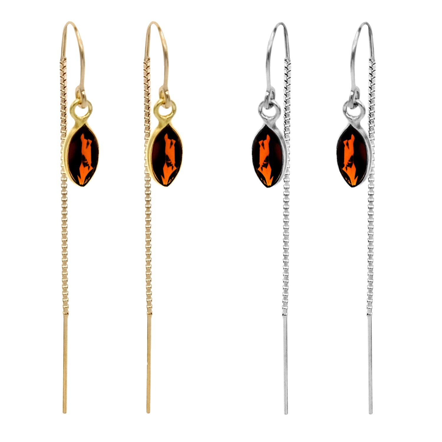 Garnet Marquise Bezel Threaders