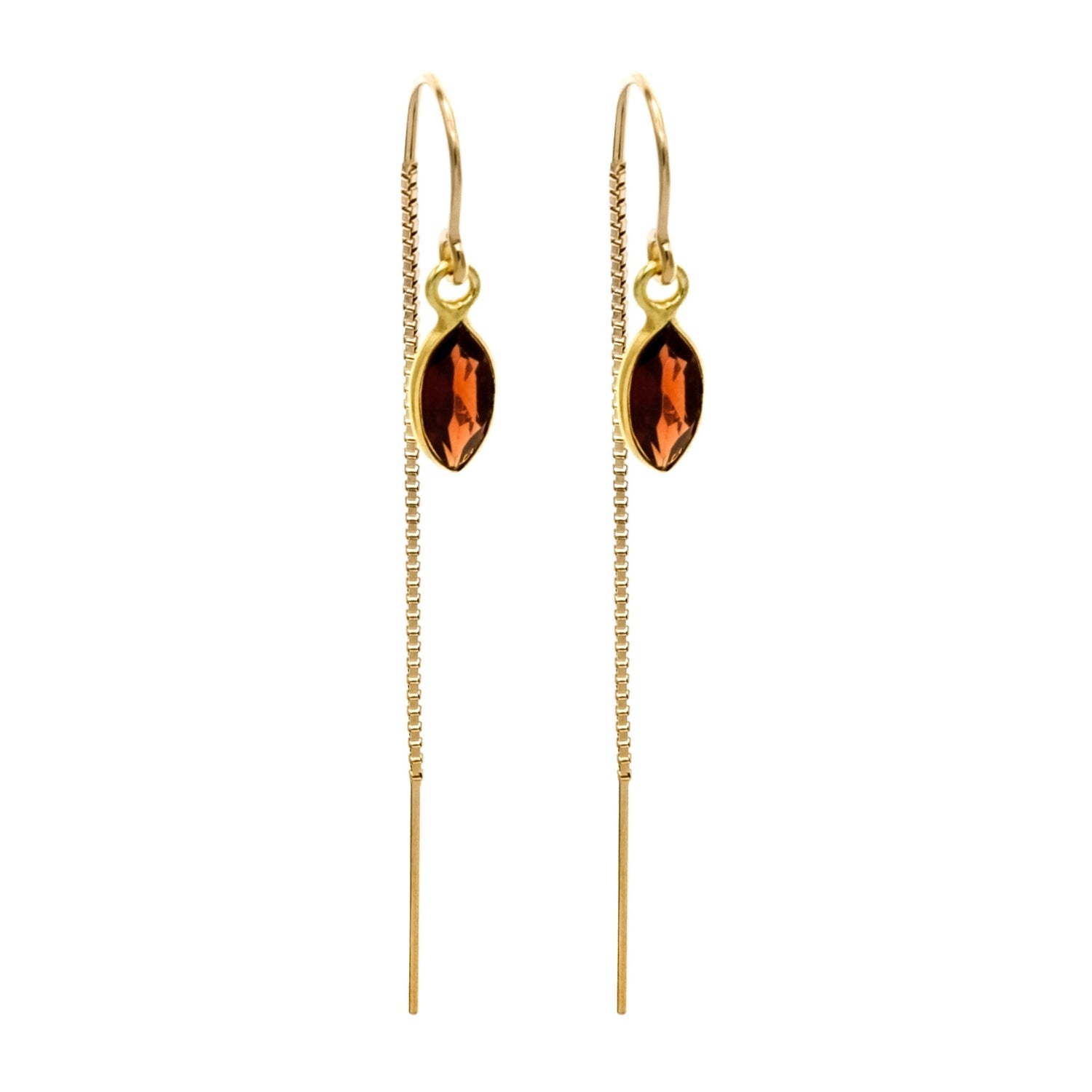 Garnet Marquise Bezel Threaders