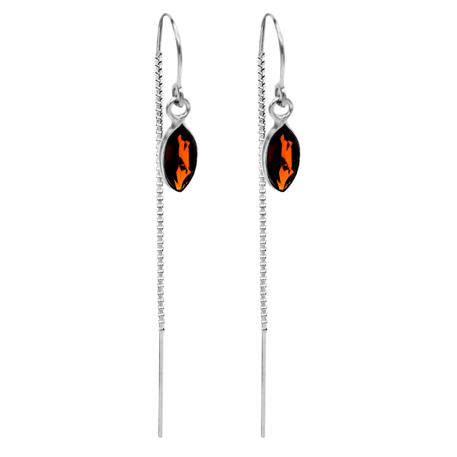 Garnet Marquise Bezel Threaders
