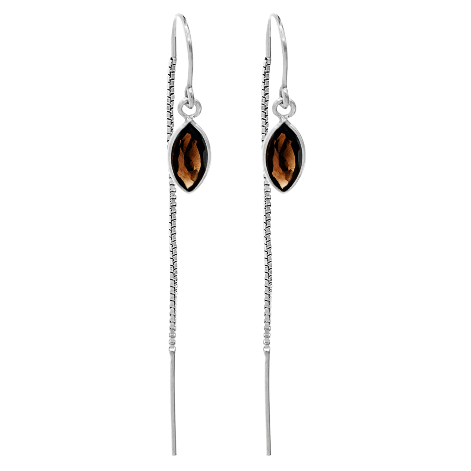 Smoky Quartz Marquise Bezel Threaders