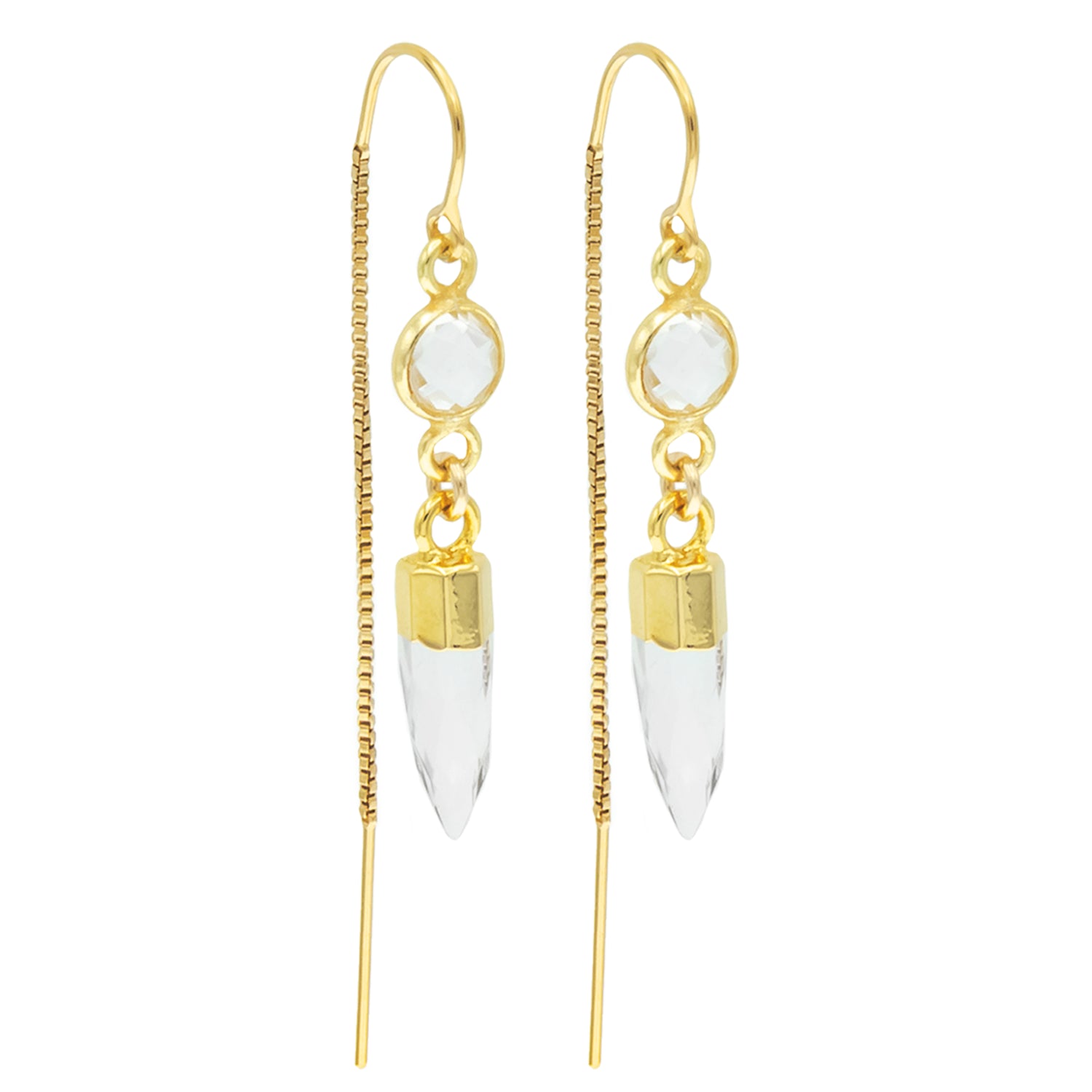 Athena Threader Earrings with Spike in Crystal Quartz