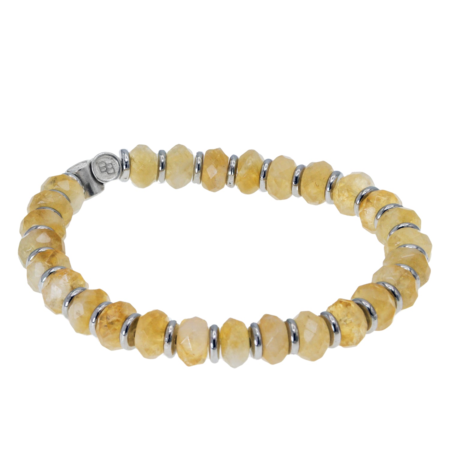 faceted rondelle beaded bracelet in citrine with silver