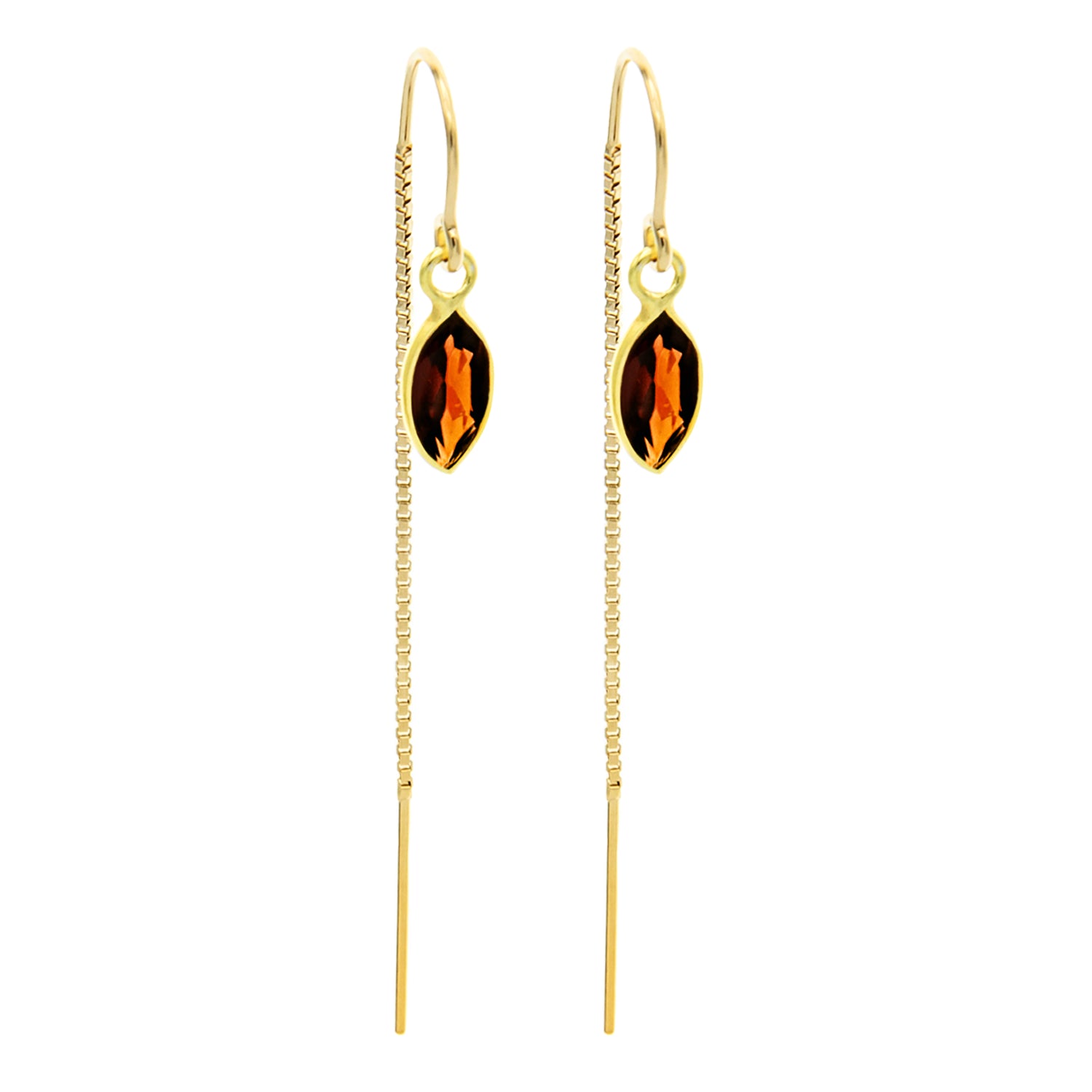 Garnet Marquise Bezel Threaders