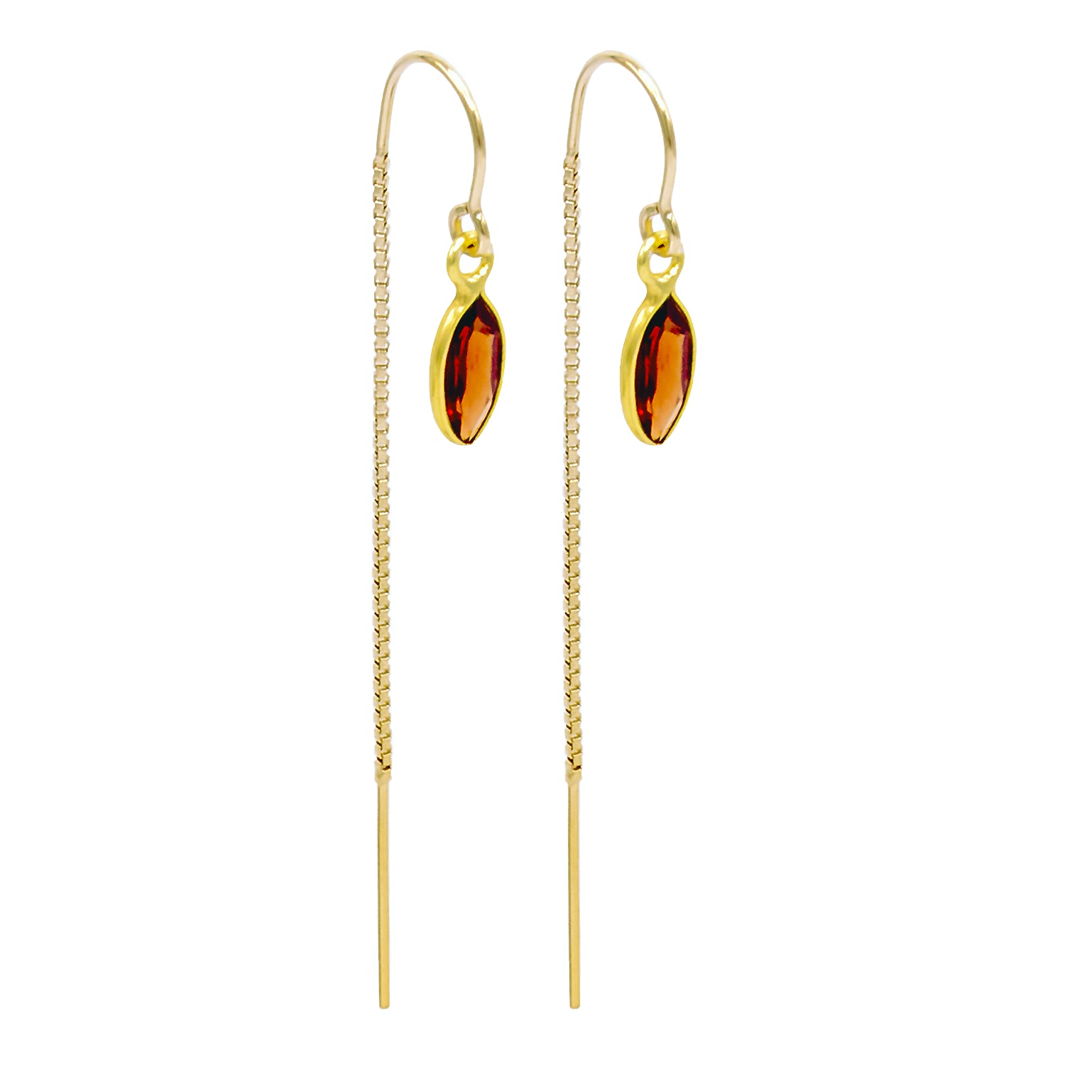 Garnet Marquise Bezel Threaders