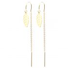 Pecan Leaf Thread Thru Earrings in Gold (Single Chain)